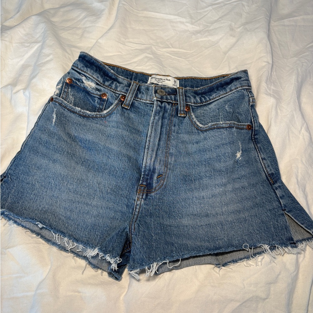 Abercrombie & Fitch Distressed Blue Jean Shorts